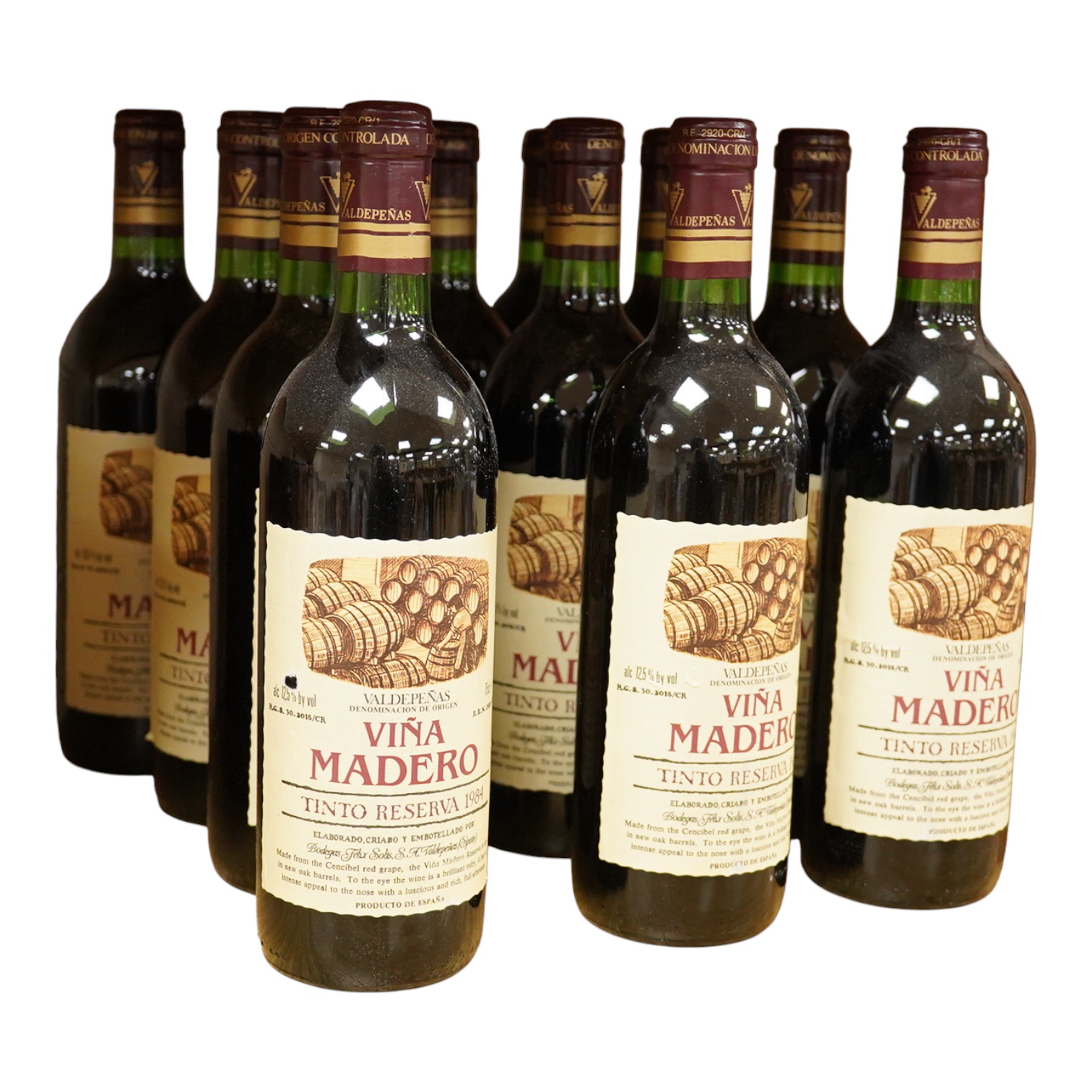 Twelve bottles of Vina Madero,Tinto Reserva , 1984.